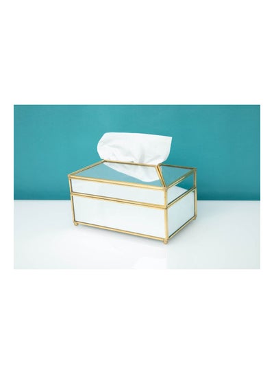 Buy Luxury Glass Mirror Tissue Box White 19.5x11x12cm in Saudi Arabia