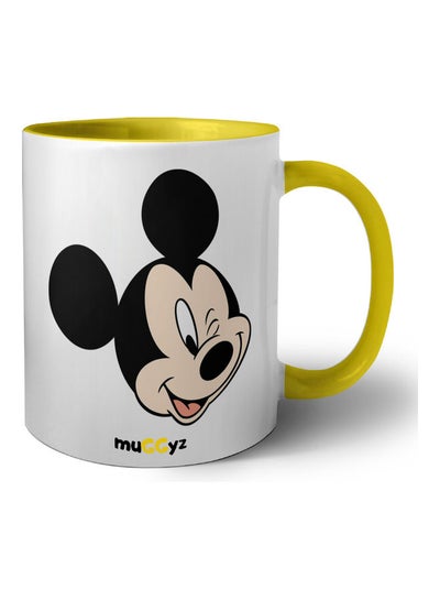 Buy Disney Mickey Mouse Printed Coffee Mug Yellow/White/Black in UAE