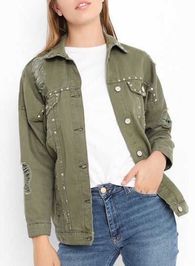 KUT from the Kloth Julia Crop Jacket in Olive S | DAILYLOOK