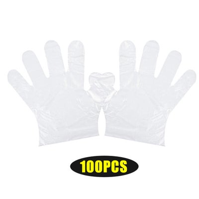 Buy 100-Piece Disposable PE Gloves Set White 24cm in UAE