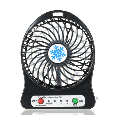 Buy Portable Desk Rechargeable LED Mini Light Fan Black 15cm in Saudi Arabia