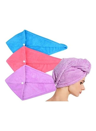 Buy 4-Piece Hair Towel Twist Set Multicolour 9.09inch in Egypt