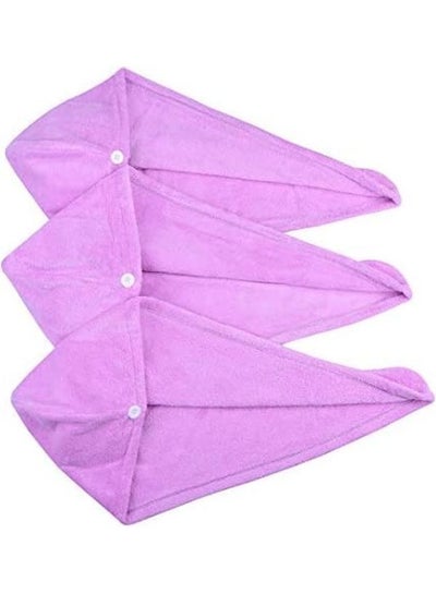 Buy 3-Pack Of Soft Shower Hair Towel Purple 9.09inch in Egypt