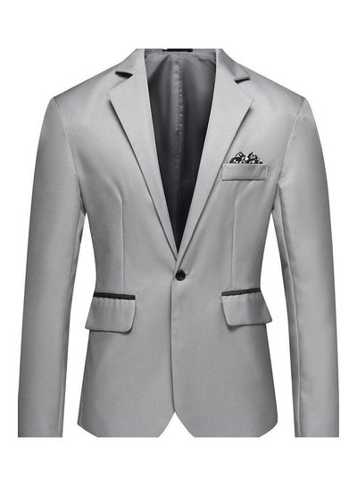 Buy Groomsman Groom Single Row and One Button Cotton Coat Grey in Saudi Arabia