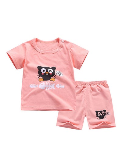 Buy 2-Piece Children Home Suit Top and Shorts Multicolour in Saudi Arabia