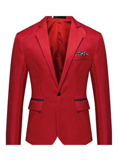 Buy Groomsman Groom Single Row and One Button Cotton Coat red in Saudi Arabia