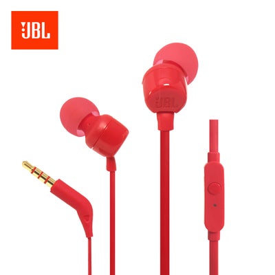 Buy T110 In Ear Earphones With Microphone Wired Control Red in Egypt