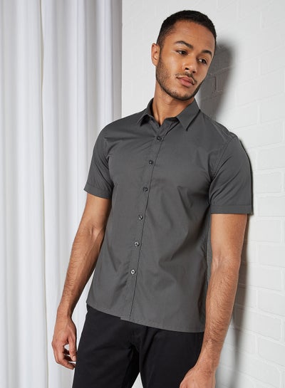 Buy Basic Short Sleeve Shirt Grey in UAE