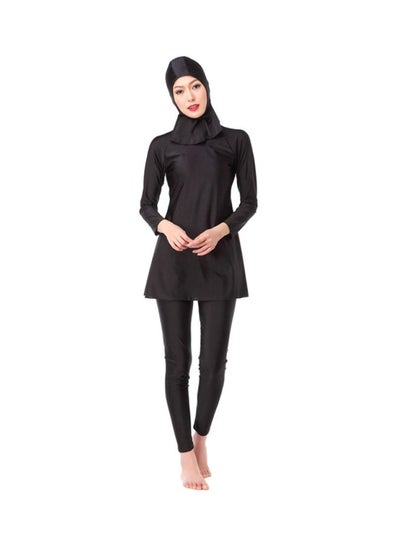 Buy 3-Piece Long Sleeve Burkini Black in Saudi Arabia