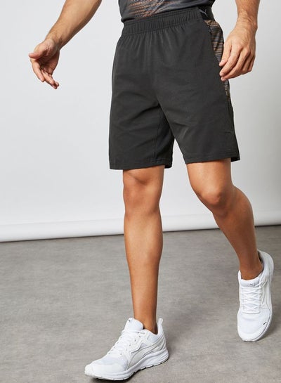 Buy Side Logo Print Regular Fit Mid Rise Shorts Black in UAE