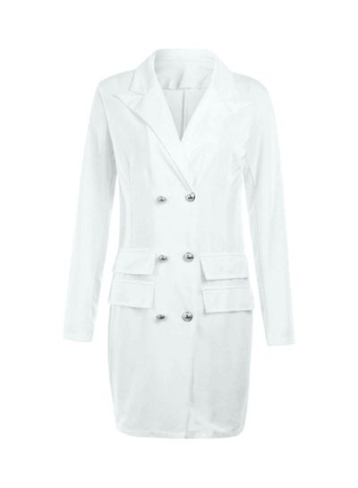 Buy Formal Lapel Blazer V-neck Dress White in Saudi Arabia