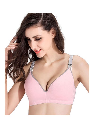 Buy Wireless Padded Maternity Nursing Bra Pink / Grey in Saudi Arabia