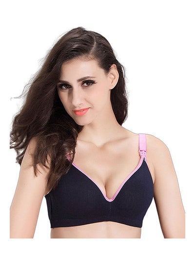 Buy Wireless Padded Maternity Nursing Bra Navy Blue in Saudi Arabia