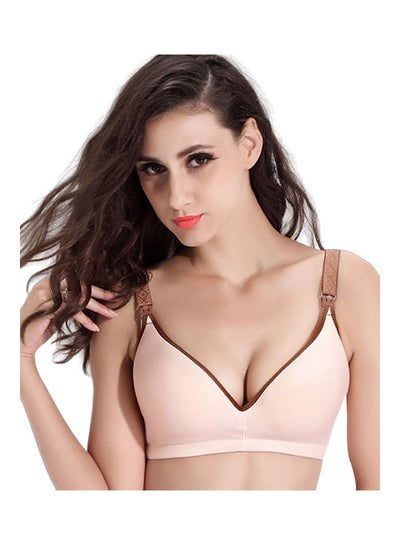 Buy Wireless Padded Maternity Nursing Bra Seamless Feeding Underwear Skin Color in UAE