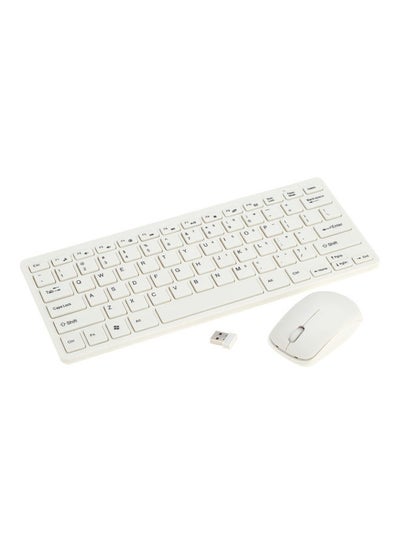 Buy Portable Wireless Keyboard And Mouse With Keyboard Protective Film White in Saudi Arabia