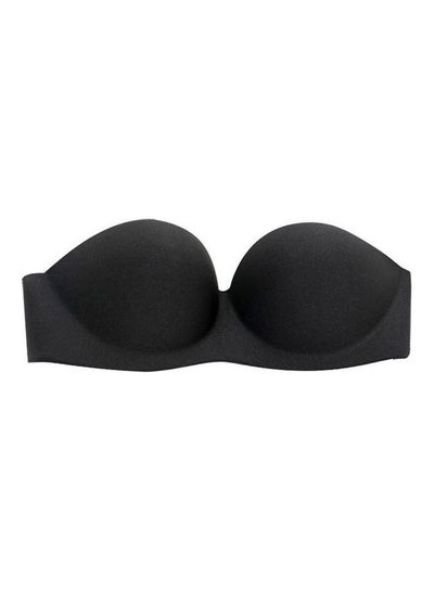 Buy Anti-Slip Strapless Padded Bra Black in UAE