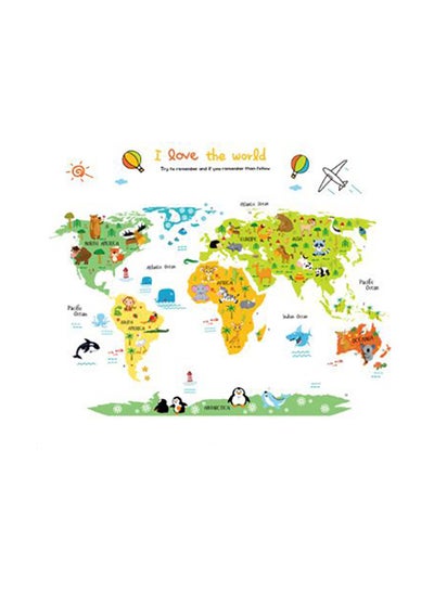 Buy World Map Removable Nursery Wall Art Decor Mural Decal Sticker Multicolour 90x60cm in Egypt