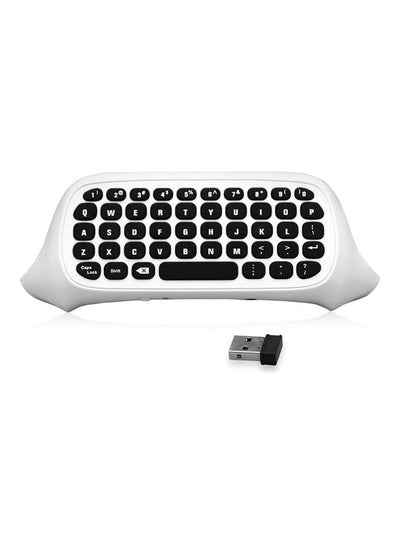 اشتري لوحة مفاتيح لاسلكية صغيرة بلوحة دردشة بتردد 2.4 جيجاهرتز مع مقبس صوت مقاس 3.5 مم مع لوحة مفاتيح بديلة لجهاز XBox One/Slim/Elit، لون أبيض في السعودية