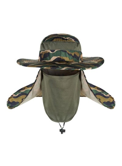 Buy Sun Protection Fishing Neck Face Flap Hat With Wide Brim Green/Yellow/Black in Saudi Arabia