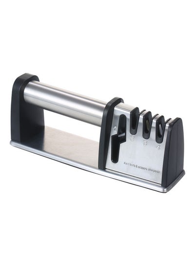 Buy 4-In-1 Knife And Scissor Sharpener Silver/Black 6.5x8.8x0.36cm in Saudi Arabia