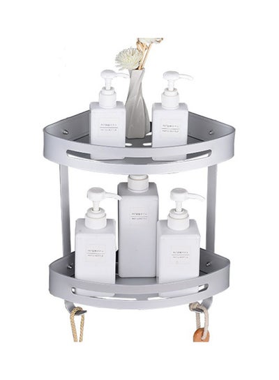 Buy Bathroom Double-Layer Storage Tripod Silver 25x22x5cm in Saudi Arabia