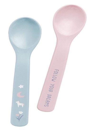 Buy 2-Piece Silicone Unicorn Printed Feeding Spoons Set in Egypt