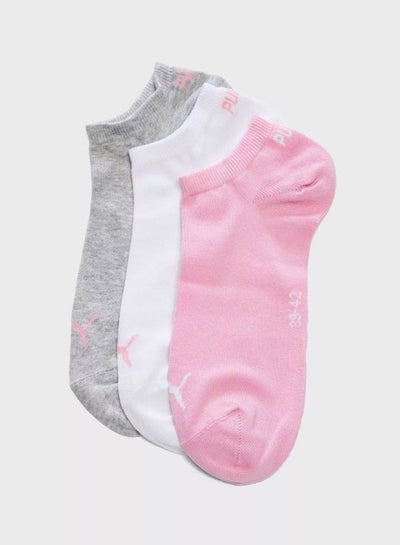 Buy Lifestyle Sneaker Socks (Pack of 3) Grey/White/Pink in Egypt
