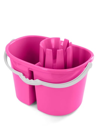 Buy Plastic Twins Bucket With Wheels Fushia and White in Egypt