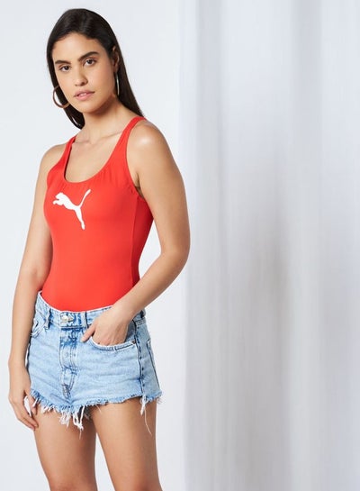 Buy Logo Front Swimsuit Red/White in Saudi Arabia