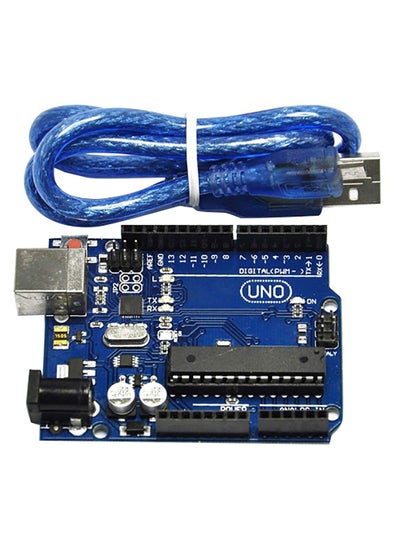 Buy UNO R3 Development board ATmega328 with USB cable Blue in UAE