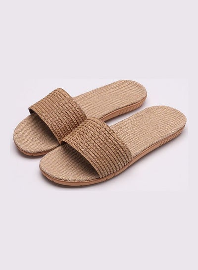 Buy Linen Slippers Beige in Saudi Arabia