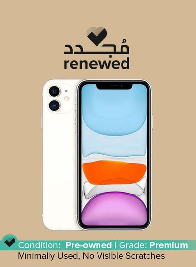 Buy Renewed - iPhone 11 White 128GB 4G LTE 2020 - Slim Packing in UAE