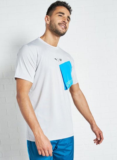 Buy First Mile Printed Crew Neck T-Shirt Grey/Blue in Saudi Arabia