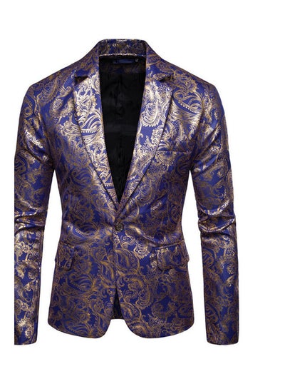 Buy Printed Suit Royal Blue/Gold in Saudi Arabia