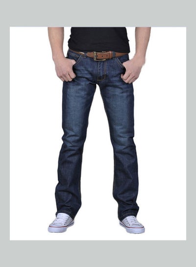 Buy Long Straight Slim Jeans Blue in UAE