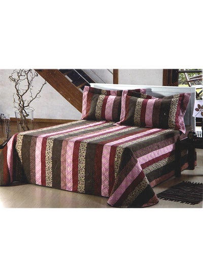 Buy 3-Piece Bed Spread With Shams Oversized Bedding Set Cotton Multicolour 50x80+8cm in Saudi Arabia