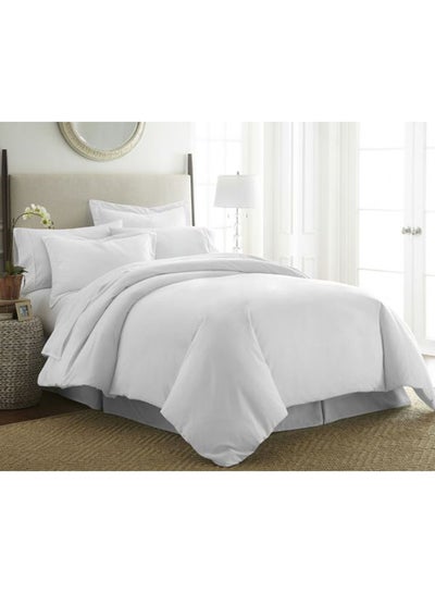 Buy HOTEL COMFORTER SET MICROFIBER KING 4PCS PLAIN Polyester White in UAE