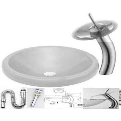Buy Glass Wash Basin With Hot And Cold Mixer Set White 40cm in Egypt