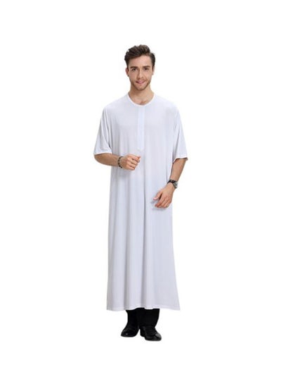 اشتري Round Neck Thobe Thawb Caftan White في الامارات