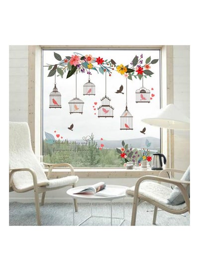 Buy Colorful Magic Flower Vine Bird Cage Removable Wall Sticker Multicolour 30x90cm in Egypt