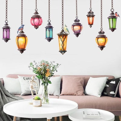 Buy Creativity Hang Street Lamp Wall Sticker Multicolour 90x60cm in Egypt