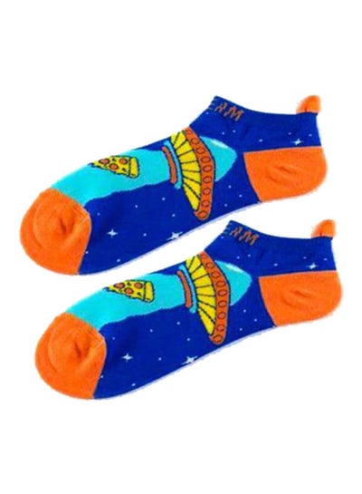 Buy Pair Of Printed Cotton Socks Orange/Blue/Yellow in Saudi Arabia