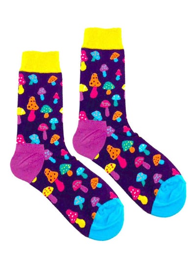 Buy Pair Of Printed Cotton Socks Purple/Blue/Orange in Saudi Arabia