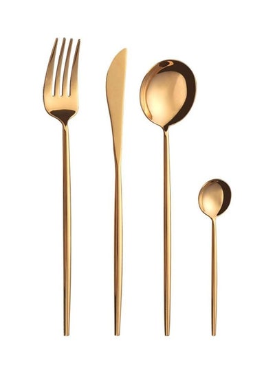 Buy 4-Piece Stainless Steel Cutlery Set Gold in Saudi Arabia