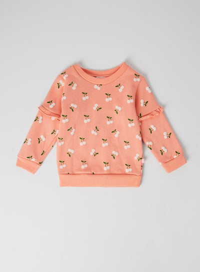 Buy Baby Cherry Print Sweatshirt Peach in Saudi Arabia