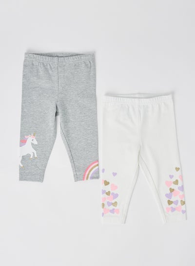 Buy Baby Unicorns & Heart Print Leggings (Pack of 2) Multicolor in Saudi Arabia