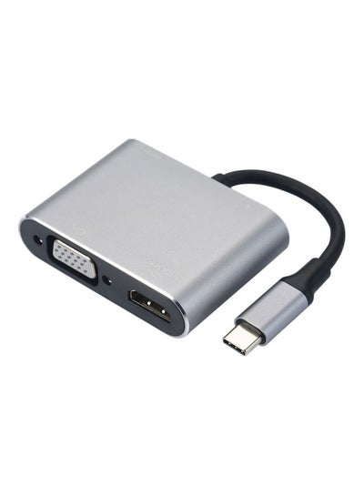 Buy 4-In-1 Hub Type-C To HD VGA Adapter V8496-V Grey/Black in UAE