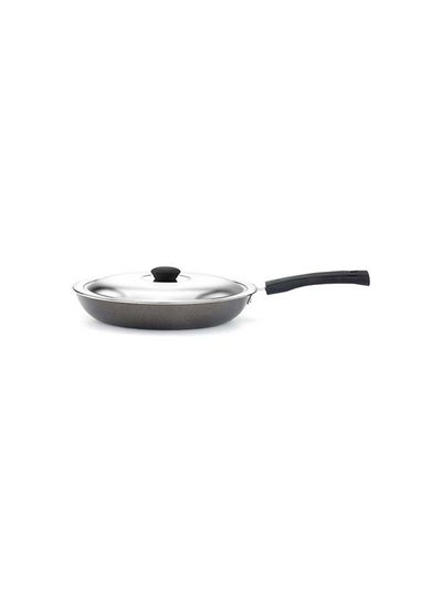 Buy Non-Stick Fry Pan With Lid Silver 220mm in UAE