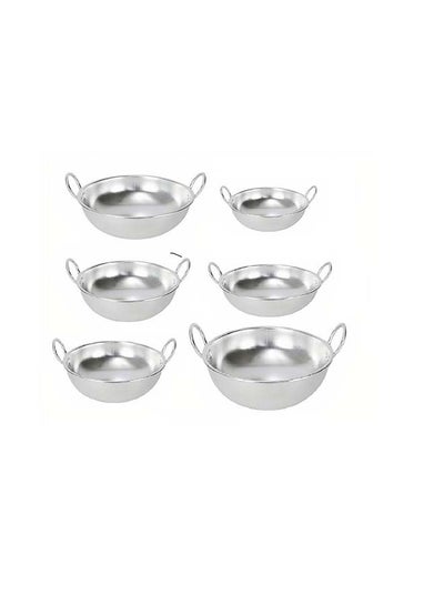 اشتري 6-Pieces Set Aluminium Light Weight Kadai فضي 26سم في الامارات