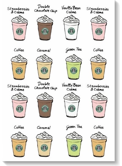 Buy Starbucks Menu Themed Wall Painting White/Pink/Brown 40x60cm in UAE